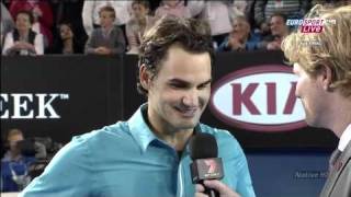 Federers Post Match Interview after defeating Tsonga in SemiFinals AO 2010 [upl. by Linea]