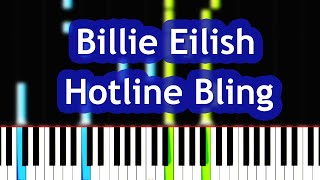 Billie Eilish  Hotline Bling cover Instrumental Looped Piano Tutorial [upl. by Bachman]