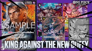 King against the new Doffy  PurpleBlack King vs Blue Doflamingo OP08 One Piece Card Game [upl. by Sevy356]