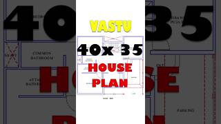 40X35 VASTU FLOOR PLAN  40X35 ONE SIDE OPEN PLOT  1400 SQFT  SOUTH  40X35 शानदार घर का नक्शा [upl. by Cohe]