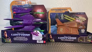 Lightyear 2022 HyperSpeed Zurg Fighter Ship amp The Armadillo Spaceships Toys Mattel Disney Pixar [upl. by Llewxam]