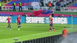 Barcelona fans celebrate after Dani Olmo scores vs Espanyol  3112024 [upl. by Lawler]