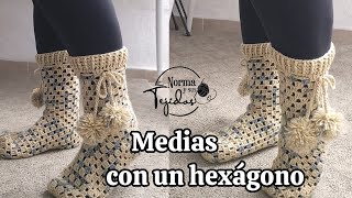 Medias a Crochet con un HexágonoTejido fácil crochet tutorialcrochet granny [upl. by Yticilef]