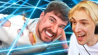 World’s Deadliest Laser Maze  xQc Reacts to MrBeast [upl. by Koral]