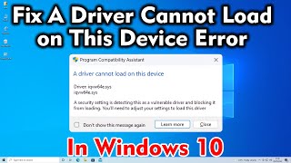 How To Fix A Driver Cannot Load on This Device Error in Windows 11 [upl. by Nylodam707]