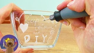 DIY Gift Idea ENGRAVING GLASS  Testing Dremel 3000 [upl. by Fanchan]