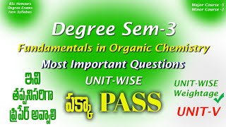 Degree Semester 3  Fundamentals in Organic Chemistry Important Questions UNITWISE Weightage UG2024 [upl. by Pelag]