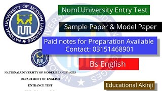 NUML Entry Test Preparation 2024  Numl Entry Test Syllabus Paper Pattern Bs English [upl. by Monetta719]