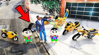 GTA 5  Shinchan amp Pinchan Stealing Gold Superbikes in GTA 5  GTA 5 mods [upl. by Joliet]