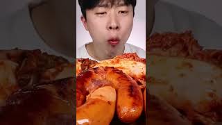 Kielbasa sausage with cheddar cheese sauce Mukbang [upl. by Lemieux306]