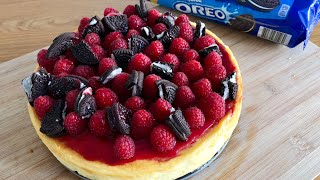 OvenBaked Raspberry and Oreo Cheesecake Recipe  Just Cook [upl. by Ical]