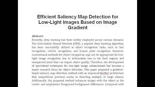 Efficient Saliency Map Detection for Low Light Images Based on Image Gradient [upl. by Safoelc]