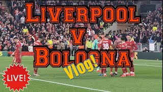 Liverpool v Bologna Match Day Vlog  Macallister amp Salah see The Reds To Victory [upl. by Nohtanhoj171]