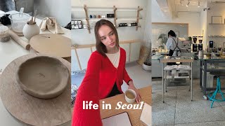 my cozy life in Seoul 🤍 making a vision board ceramics class reading vlog amp new cafes [upl. by Ayimat233]