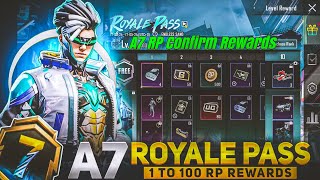 A7 ROYAL PASS  1 TO 100 RP REWARDS  ACE 7 ROYAL PASS LEAKS A7 ROYAL PASS PUBGBGMI [upl. by Gonyea]