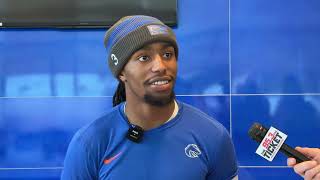 Boise State wide receiver Latrell Caples meets with the media to preview Wyoming [upl. by Swords]