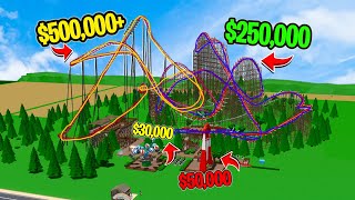 Building In Theme Park Tycoon 2 with the most EXPENSIVE Rides ONLY [upl. by Eidualc360]