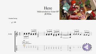 【Guitar TAB】魔法使いの嫁 Mahoutsukai no Yome OP Here Fingerstyle ギターtab譜〚Junna〛 [upl. by Earahc]