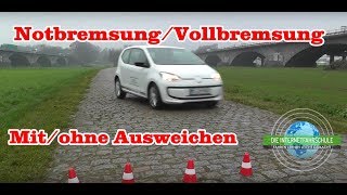 Vollbremsung  Notbremsung  Ausweichen Grundfahraufgabe Führerscheinprüfung Fahrprüfung [upl. by Horlacher]