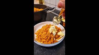 Ghana Jollof rice with carrot spaghetti and potato salad [upl. by Esilec]