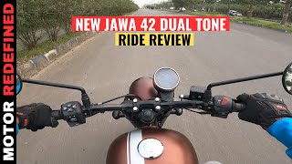 New Jawa 42 Dual Tone 2023 Model Ride Review  On Road Price Mileage Feature amp Exhaust Sound [upl. by Atenahs226]