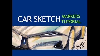 Car Sketching Tutorial P45  Markers [upl. by Attenaz]