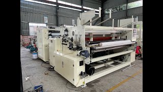 Toilet paper and kitchen towel rewinding machine with glue lamination and double embossing device [upl. by Ayotyal]