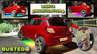 POLICE🚨BUSTED🚫  FINALLY UNDERBODY COLOURFUL LIGHTS INSTALLED IN SWIFT🔥  Harshit Vlogs [upl. by Annayhs805]