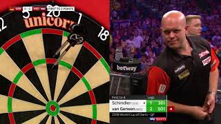 180s GALORE Van Gerwen v Schindler  World Cup of Darts 2018 [upl. by Mansoor]