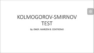 KOLMOGOROVSMIRNOV TEST [upl. by Charil]