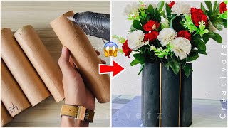 Easy DIY Home Decor with Toilet Paper Rolls 🧻 Flower Vase With Waste Tissue Roll [upl. by Chandler589]