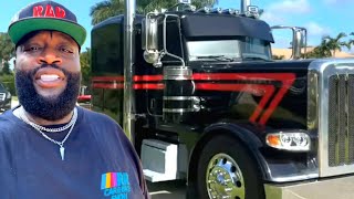 Rick Ross Gives Tour of His Big Rig To Transport Cars To His 2025 Car Show [upl. by Atteuqahs]