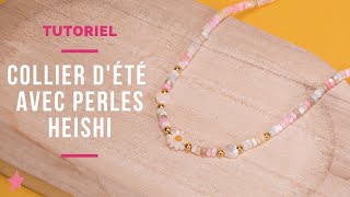 TUTORIEL  Collier Été avec Perles Heishi Coeur et Fleur en Nacre [upl. by Neelyt342]