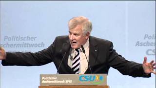 Aschermittwoch der CSU  die Rede von CSUVorsitzenden Seehofer [upl. by Anahpets]