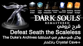 Dark Souls Remastered تروفي Defeat Seath the Scalelessوكل شي مهم في The Dukes ArchivesCrystal Cave [upl. by Amyas]