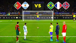 Messi amp CRonaldo VS Neymar amp Haaland amp Mbappe  Penalty Shootout  eFootball PES Gameplay [upl. by Vonnie605]