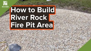 How to Build a River Rock Fire Pit Area  Backyardscape [upl. by Anawahs]