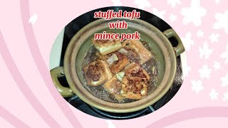 Nicesys Kusina cooking Stuffed tofu with mince pork [upl. by Neerehs584]