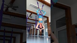 Ay Fly🩵  Advanced twist and spin combination with aerial silks aerialyoga trend viral yoga [upl. by Inalaek]