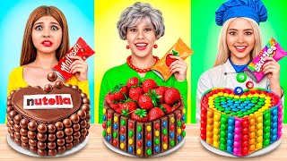 Me vs Grandma Cooking Challenge Cake Decorating Challenge Sweet Tricks by YUMMY JELLY [upl. by Nahtannoj]