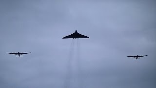 Avro Vulcan Bomber amp Double Avro Lancaster Bombers  The Three Sisters [upl. by Nykal]