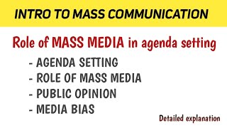 Role of media in agenda setting  intro to mass communication  BSCS  Rida Baloch [upl. by Ardnuhsed]