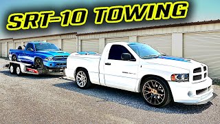 Towing Hellcat Swapped Dakota with Viper Dodge RAM 1500 SRT10 [upl. by Assej]