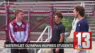 Watervliet high schoolers cheer on coach at Paris Olympics [upl. by Terencio]