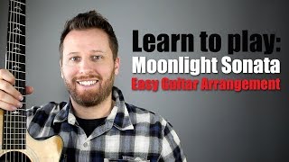 Moonlight Sonata Guitar Tutorial  Easy to Play Arrangement [upl. by Loretta828]