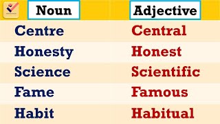 Adjectives  Nouns  300 most important Noun and Adjective words  Formation of Adjective from Noun [upl. by Daye144]