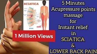 5 Minutes Acupressure point massage to relieve Sciatica and Lower Back Pain  How to cure Sciatica [upl. by Akenit]