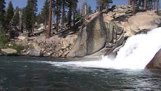 Rock jump lower Rainbow Falls Mammoth CA [upl. by Anileve]