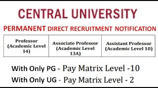 Permanent Assistant Professor Recruitment  With Only PG Rs 182400 pm  With Degree Rs 63200 pm [upl. by Fidole]