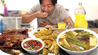 DINENGDENG PORK INIHAW AT BAGNET CHICHARON Filipino Food Mukbang Inabraw  Laswa  Law Uy [upl. by Kafka]